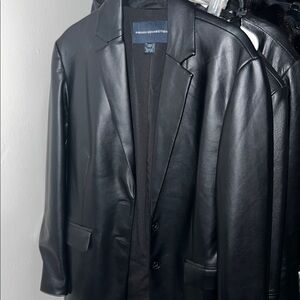 Women’s Black Faux Leather Blazer French Connection Biker Gothic Chic
